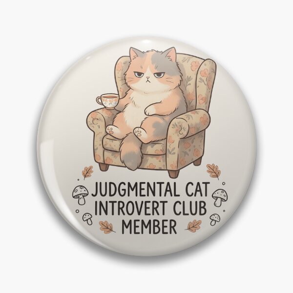 Item preview, Judgmental Cat Introvert Club Member – Funny Retro Social Anxiety designed and sold by ZyxDes.