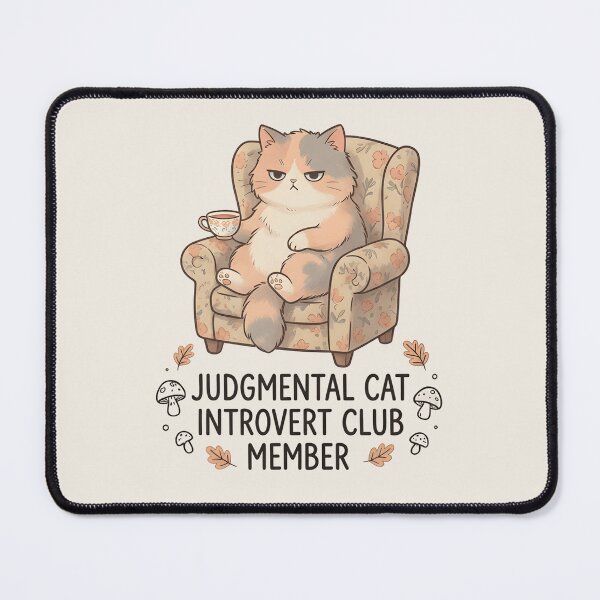 Item preview, Judgmental Cat Introvert Club Member – Funny Retro Social Anxiety designed and sold by ZyxDes.