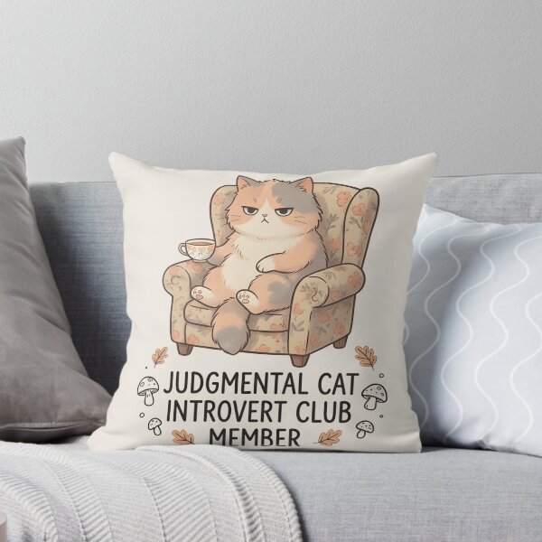 Item preview, Judgmental Cat Introvert Club Member – Funny Retro Social Anxiety designed and sold by ZyxDes.