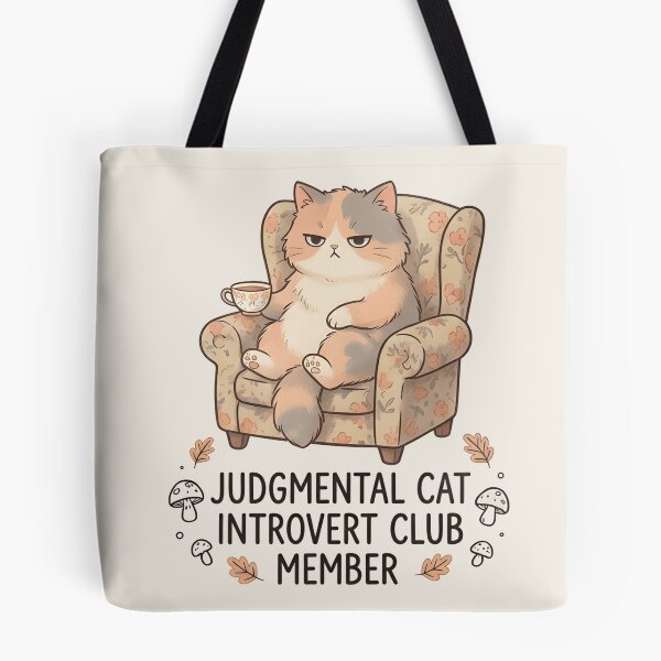 Item preview, Judgmental Cat Introvert Club Member – Funny Retro Social Anxiety designed and sold by ZyxDes.