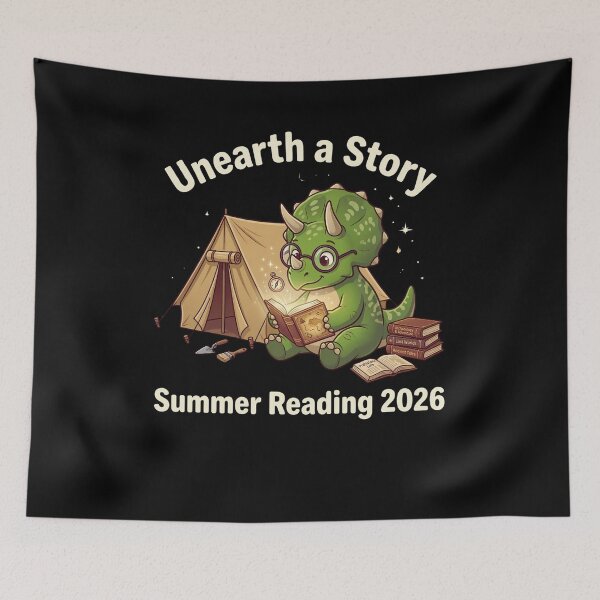 Item preview, Unearth A Story Summer Reading 2026 Dinosaur Reader Student Librarian designed and sold by FormalDehyena.