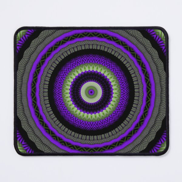 Item preview, Radial abstract mandala with concentric rings in purple and green designed and sold by ScreenPin.