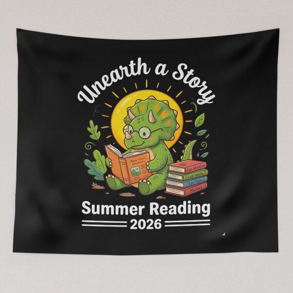 Item preview, Unearth A Story Summer Reading 2026 Dinosaur Bookworm Kids Student Librarian Reader designed and sold by FormalDehyena.