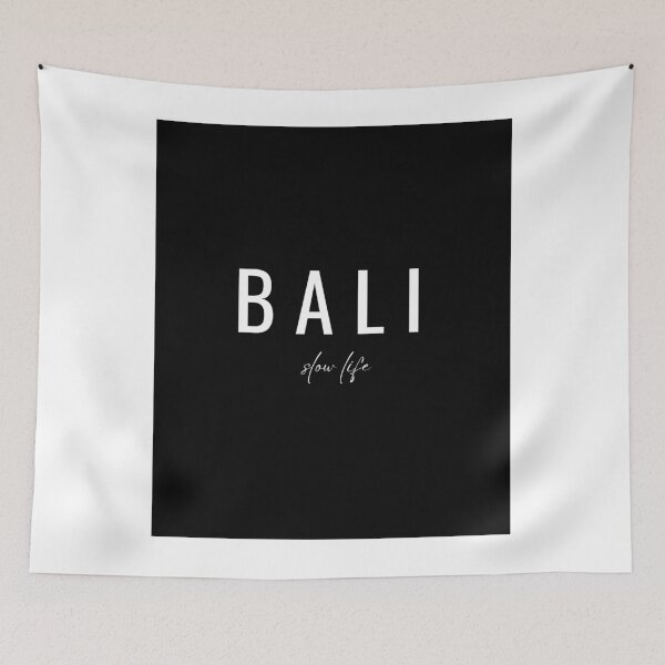 Item preview, Bali Slow Life Minimal White Typography Travel Design on Black Background designed and sold by onubi.