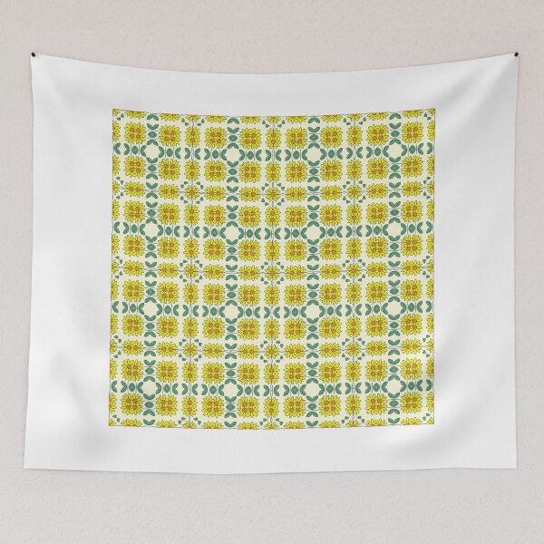 Item preview, Bright Yellow Sunflower Geometric Floral Pattern designed and sold by omencrawls.