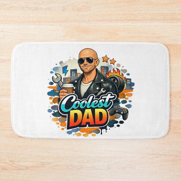 Item preview, Urban Coolest Dad no hair bald men Mechanic Gamer Coffee Street Art Father's Day designed and sold by VISO-art.