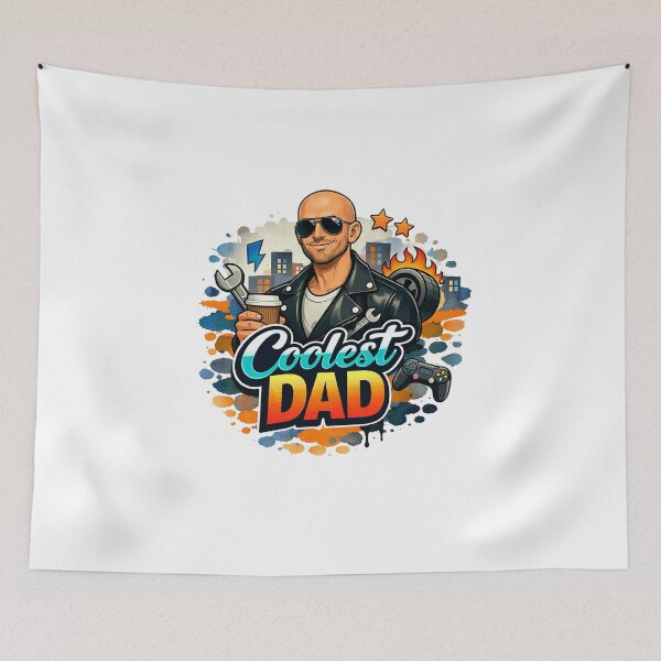 Item preview, Urban Coolest Dad no hair bald men Mechanic Gamer Coffee Street Art Father's Day designed and sold by VISO-art.