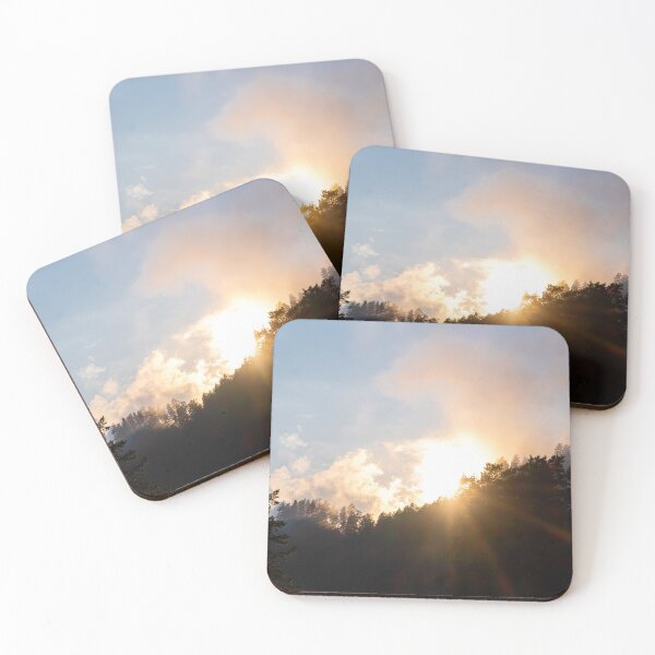Item preview, Sun Rays Breaking Through Forest Mist at Sunrise in Mountain Landscape designed and sold by VisualMoodFoto.