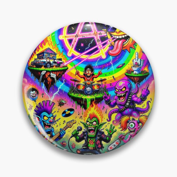 Item preview, Psychedelic Punk Rock Chaos - Mohawk Monsters Anarchy Symbol Guitar Shredders designed and sold by David Brookes Digital.