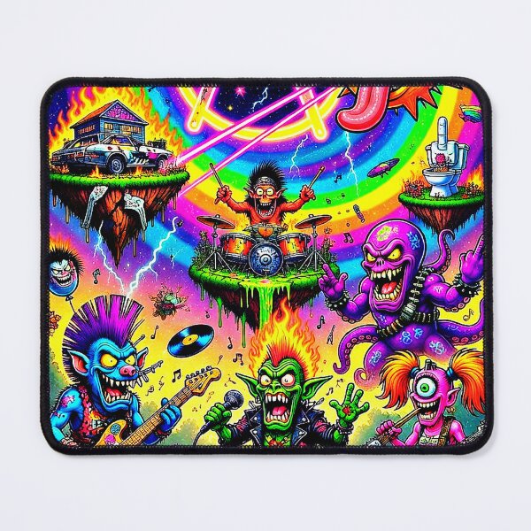 Item preview, Psychedelic Punk Rock Chaos - Mohawk Monsters Anarchy Symbol Guitar Shredders designed and sold by David Brookes Digital.