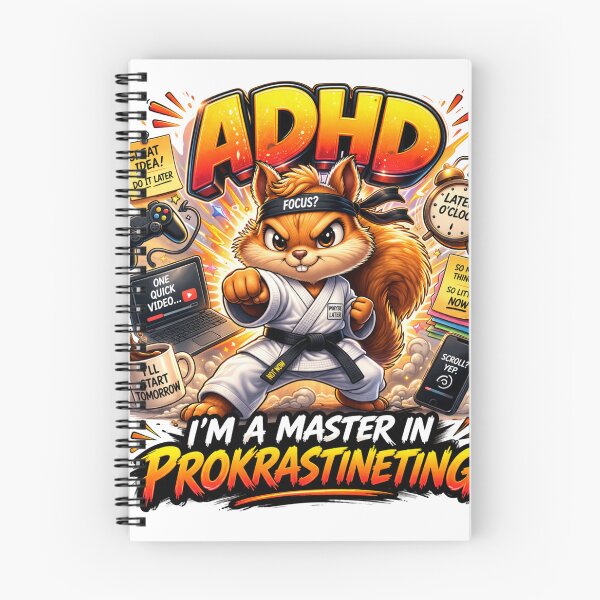 Item preview, ADHD Master of Procrastinating – Hyper Karate Squirrel designed and sold by Anders7100.