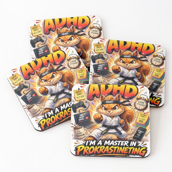 Item preview, ADHD Master of Procrastinating – Hyper Karate Squirrel designed and sold by Anders7100.
