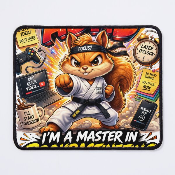 Item preview, ADHD Master of Procrastinating – Hyper Karate Squirrel designed and sold by Anders7100.