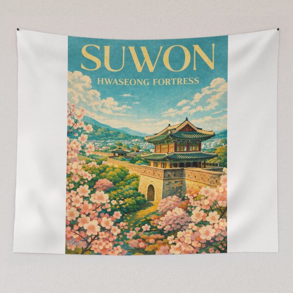 Item preview, Suwon South Korea Hwaseong Fortress Cherry Blossom Gyeonggi Province City designed and sold by Places On Earth.