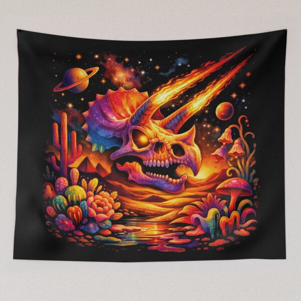 Item preview, Psychedelic Triceratops Skull Cosmic Desert designed and sold by SplashTastic.