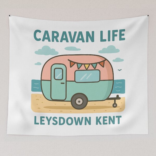 Item preview, Caravan Life Leysdown Kent Retro Camping Holiday. designed and sold by The-T-In-Retro.