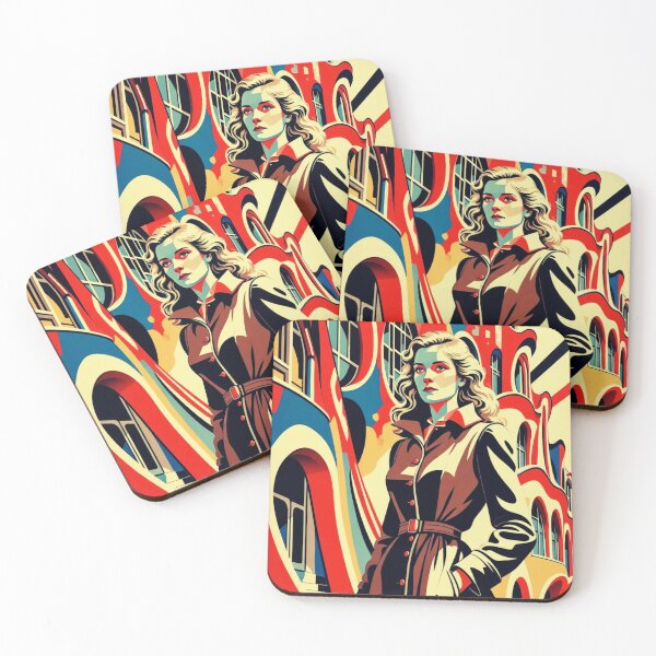 Item preview, Soviet Constructivist Propaganda Poster - Powerful Blonde Woman Trench Coat designed and sold by David Brookes Digital.