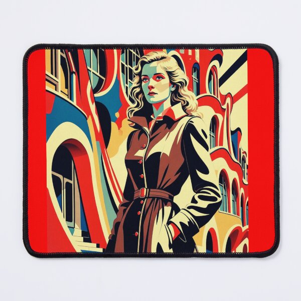 Item preview, Soviet Constructivist Propaganda Poster - Powerful Blonde Woman Trench Coat designed and sold by David Brookes Digital.