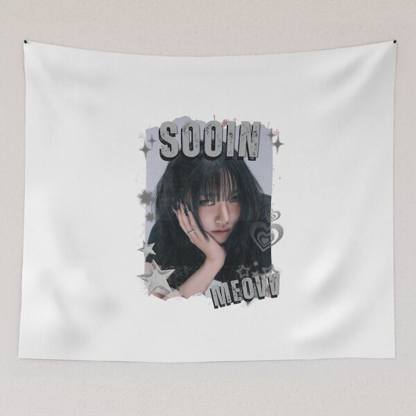 Item preview, MEOV Sooin Kpop Girl group K-music south korean girl group Black and White Collage Digital Art Portrait designed and sold by AJUNICE STUDIO.