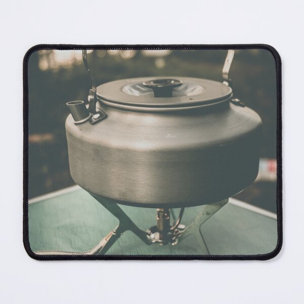 Item preview, Minimal Camping Kettle on Portable Stove in Forest Outdoor Scene designed and sold by VisualMoodFoto.