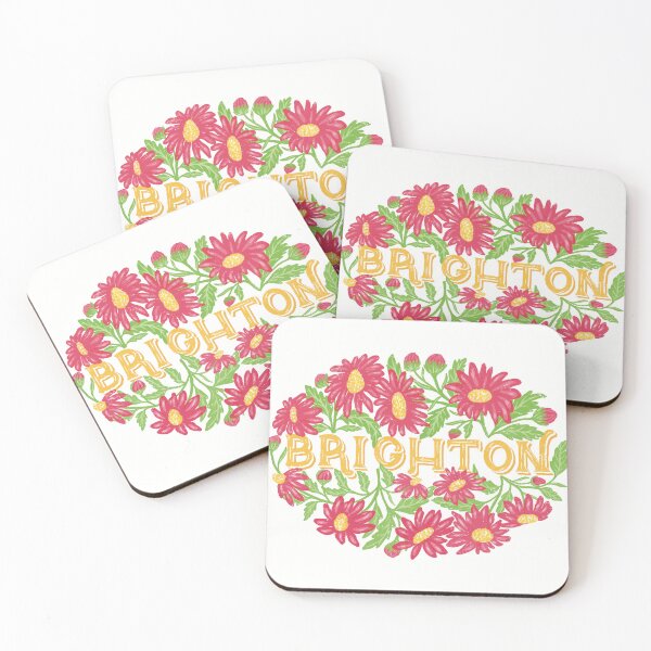Item preview, Hand-lettered Brighton sticker with soft floral details designed and sold by BeUniqueByRomy.