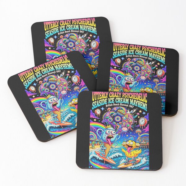 Item preview, Utterly Crazy Psychedelic Seaside Ice Cream Mayhem - British Beach Blowout 1967 Poster designed and sold by David Brookes Digital.