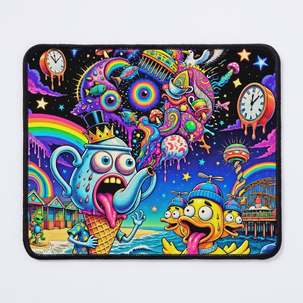 Item preview, Utterly Crazy Psychedelic Seaside Ice Cream Mayhem - British Beach Blowout 1967 Poster designed and sold by David Brookes Digital.