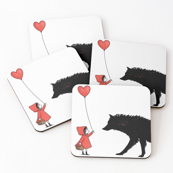 Item preview, Little Red Riding Hood and Big Bad Wolf - Heart Balloon Art designed and sold by myforestfog.