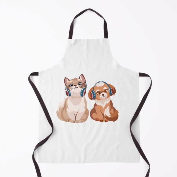 Item preview, Cute dog and cat wearing headphones sit together and enjoy music in a fun design designed and sold by Ms. Iryna.