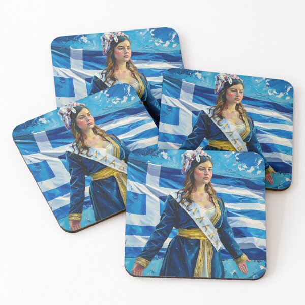 Item preview, Hellas - Woman with geek flag designed and sold by Lefteris Betsis.