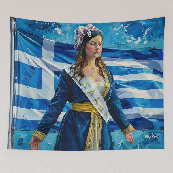 Item preview, Hellas - Woman with geek flag designed and sold by Lefteris Betsis.