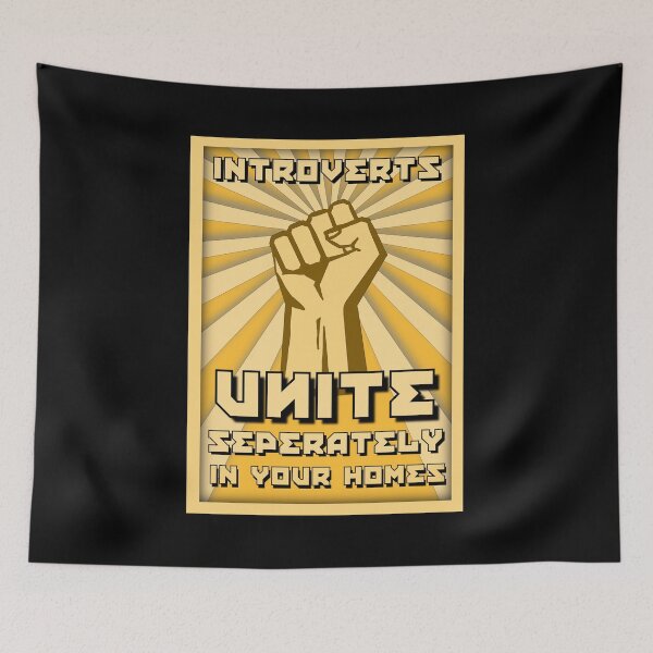 Item preview, Funny propaganda-style poster introverts unite designed and sold by Zeroskillanimat.