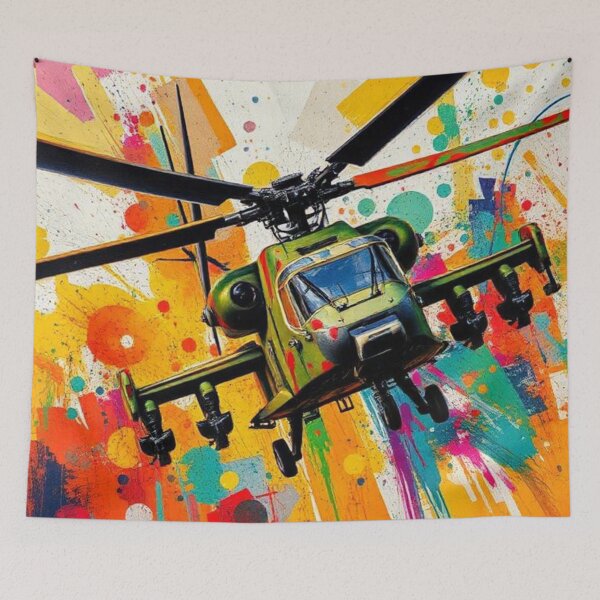 Item preview, Military helicopter amidst an explosion of colors designed and sold by RAISC.