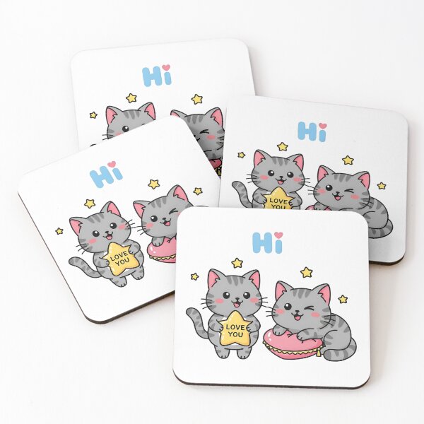 Item preview, Cute Tabby Cats Love You Design – Kawaii Couple Cat Sticker Art designed and sold by avwear.