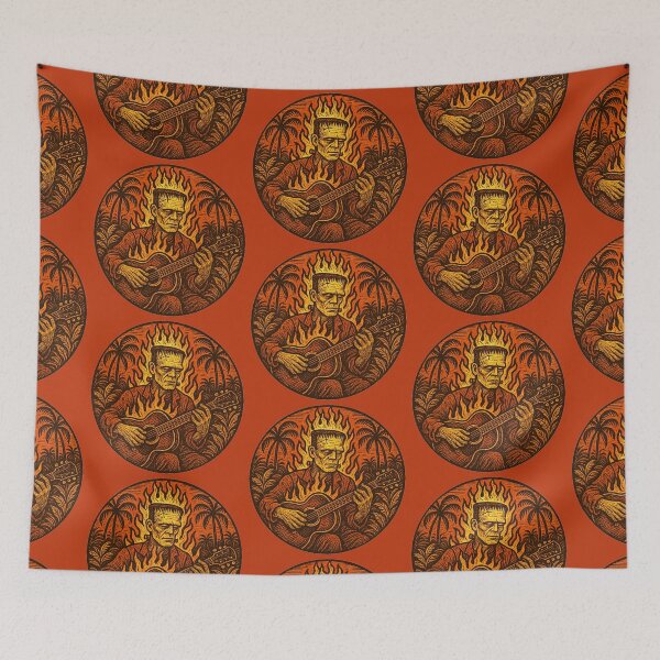 Item preview, Frankenstein on Fire Playing Guitar designed and sold by 40degreesSouth.