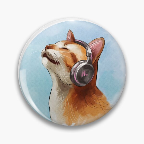 Item preview, Cat enjoys music with headphones on a clear day designed and sold by Ms. Iryna.