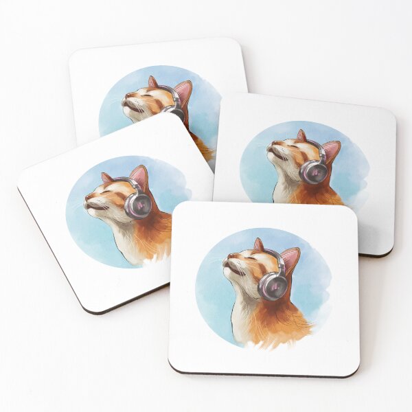 Item preview, Cat enjoys music with headphones on a clear day designed and sold by Ms. Iryna.