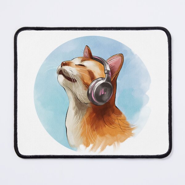 Item preview, Cat enjoys music with headphones on a clear day designed and sold by Ms. Iryna.