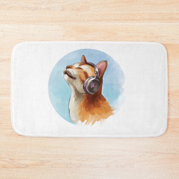 Item preview, Cat enjoys music with headphones on a clear day designed and sold by Ms. Iryna.