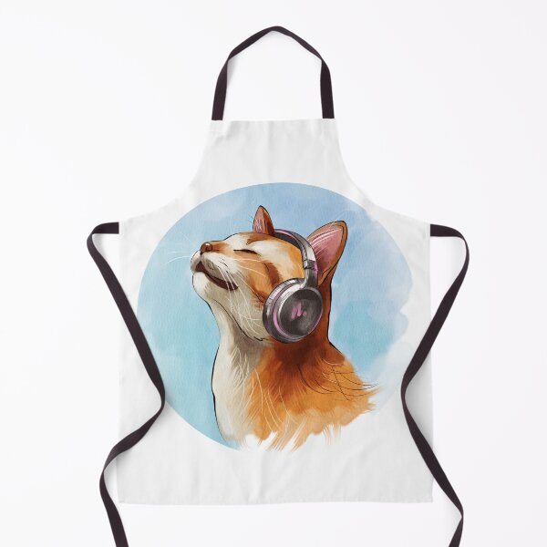 Item preview, Cat enjoys music with headphones on a clear day designed and sold by Ms. Iryna.