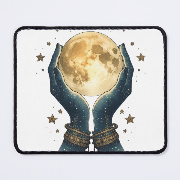 Item preview, Celestial Hands Holding Moon – Mystic Boho Spiritual Art designed and sold by catcurio.