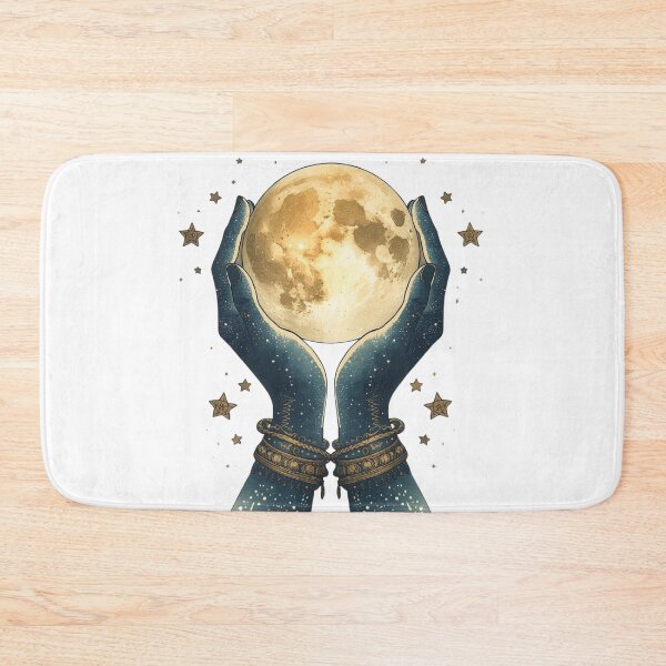 Item preview, Celestial Hands Holding Moon – Mystic Boho Spiritual Art designed and sold by catcurio.