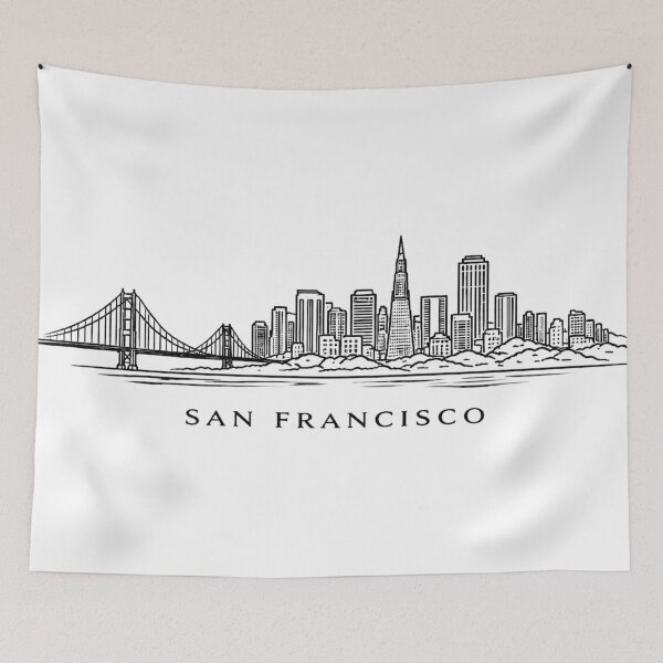 Item preview, San Francisco Line Art | SF Skyline Outline | Golden Gate Bridge Minimalist Illustration designed and sold by CLOUTKULT.