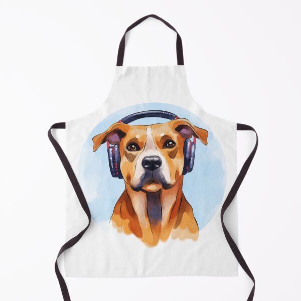 Item preview, Dog with headphones listens to music and enjoys time indoors while relaxing and having fun with its owner in the living room designed and sold by Ms. Iryna.