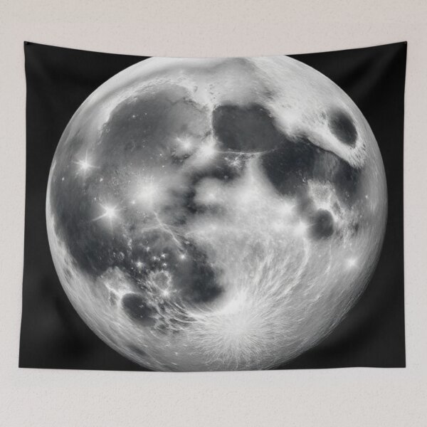 Item preview, Realistic moon in black and white designed and sold by RAISC.