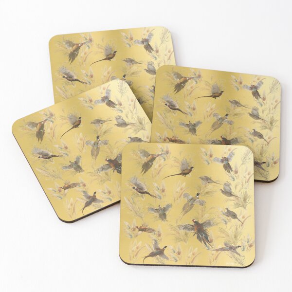 Item preview, Flying Pheasants on Golden Field ,  Wildlife Art designed and sold by TammyHunterArt.
