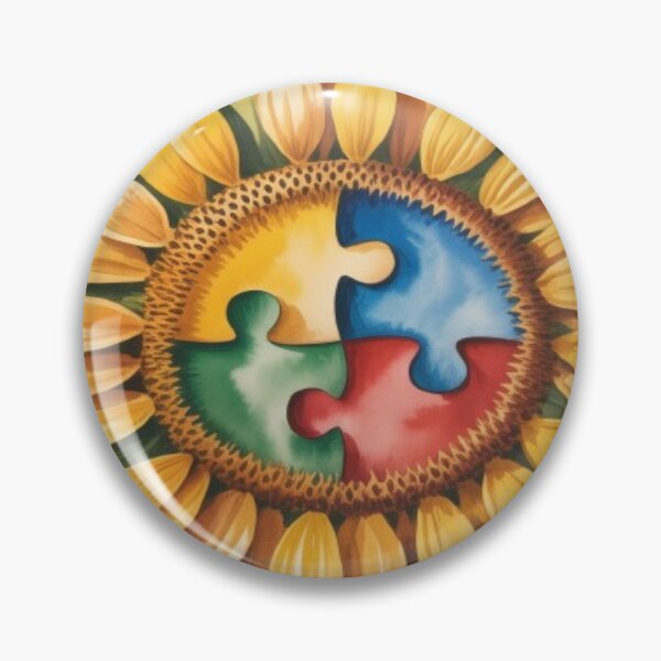 Item preview, Sunflower Autism Puzzle Heart with Butterflies designed and sold by DailySparks.