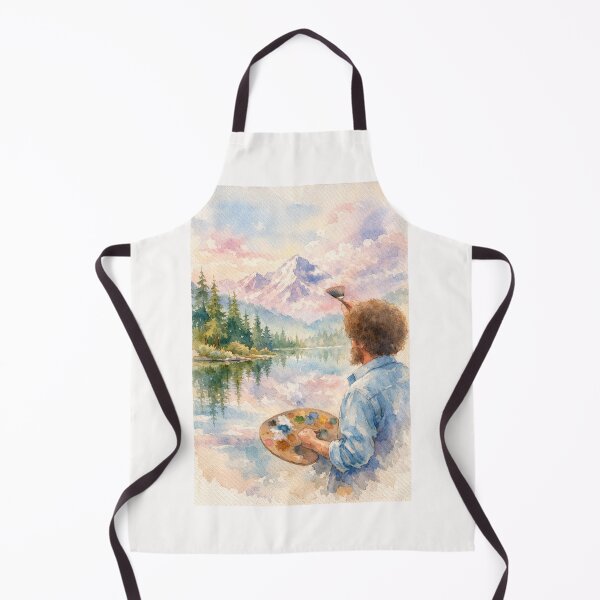 Item preview, Bob Ross Watercolor Style Mountain Lake Soft Pastel Landscape designed and sold by Places On Earth.
