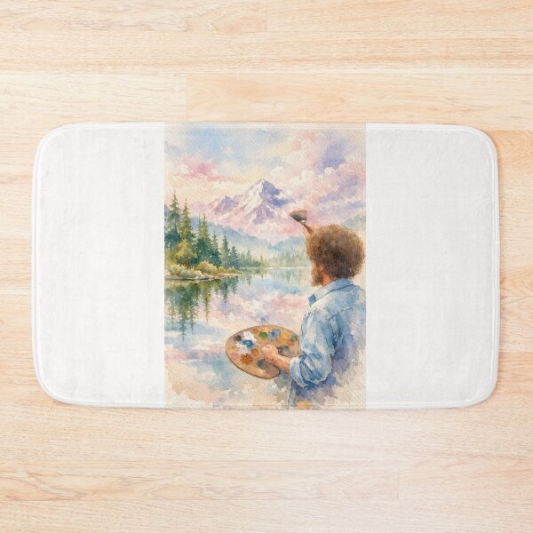 Item preview, Bob Ross Watercolor Style Mountain Lake Soft Pastel Landscape designed and sold by Places On Earth.