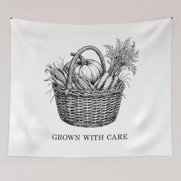 Item preview, Bountiful Wicker Harvest Basket - Farmcore Aesthetic designed and sold by bapupa.